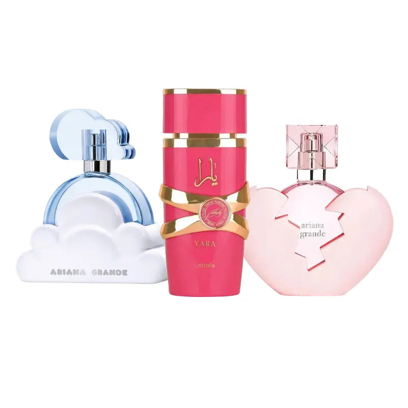 Kit 3 Perfumes Yara Candy, Cloud, Thank u Next 100ml