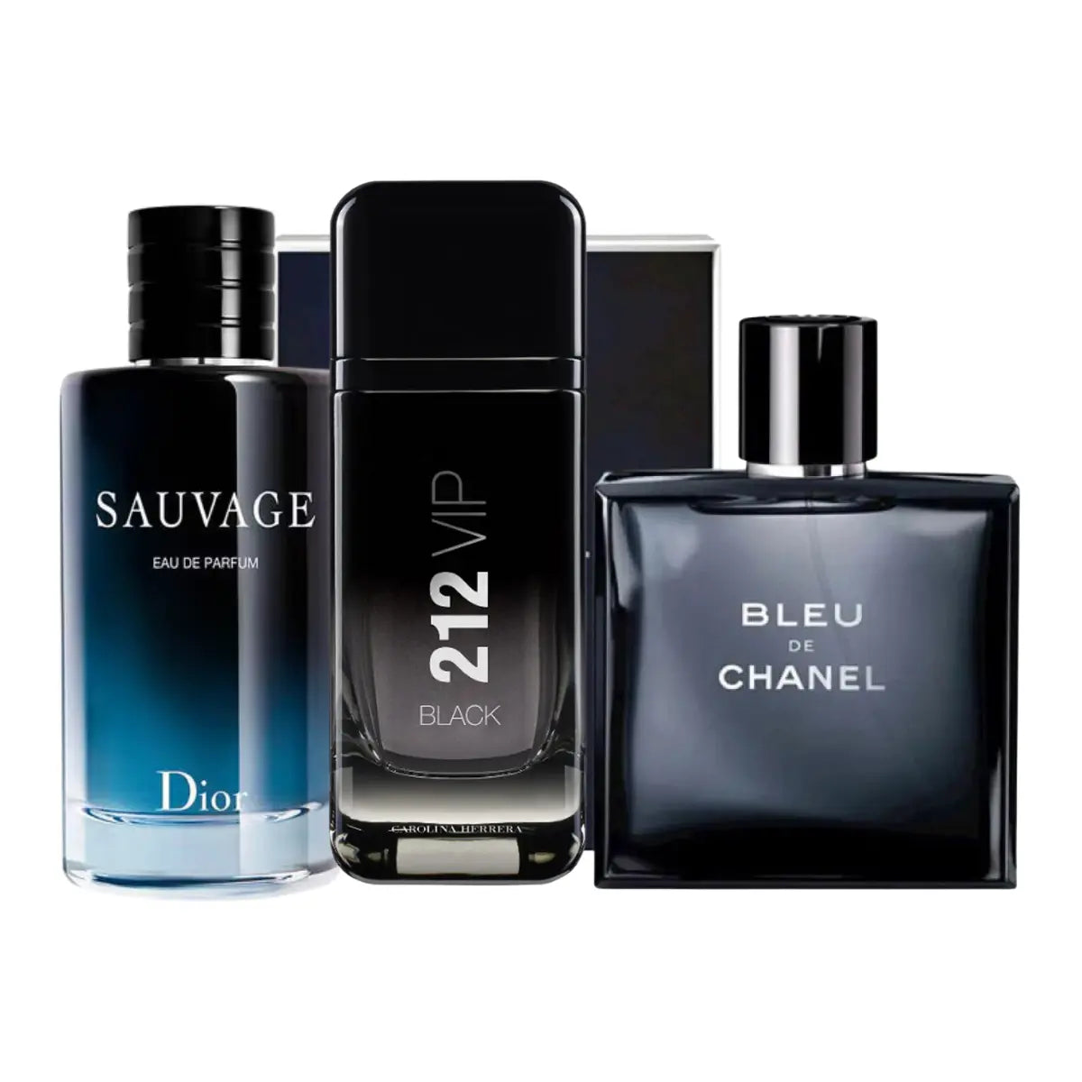 Kit 3 perfumes Sauvage, 212 Black, Bleu 100ml