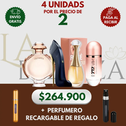 Kit 4 Perfumes Good Girl, Olympea, Jadore, 212 Vip Rosé