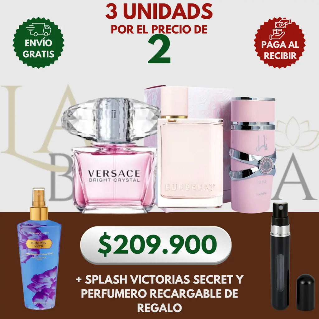 Kit 3 Perfumes Her, Yara, Bright Crystal 100ml
