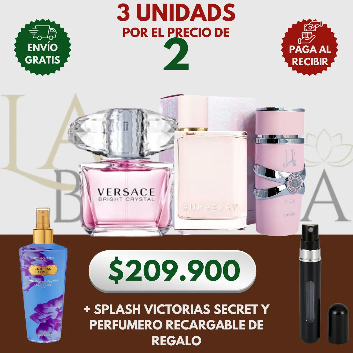 Kit 3 Perfumes Her, Yara, Bright Crystal 100ml