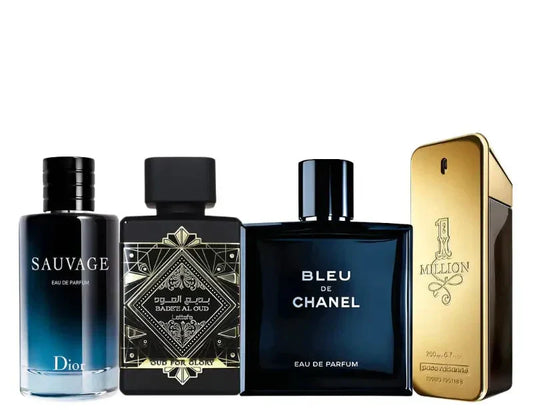Kit 4 Perfumes Oud For Glory, Sauvage, Bleu, One Million